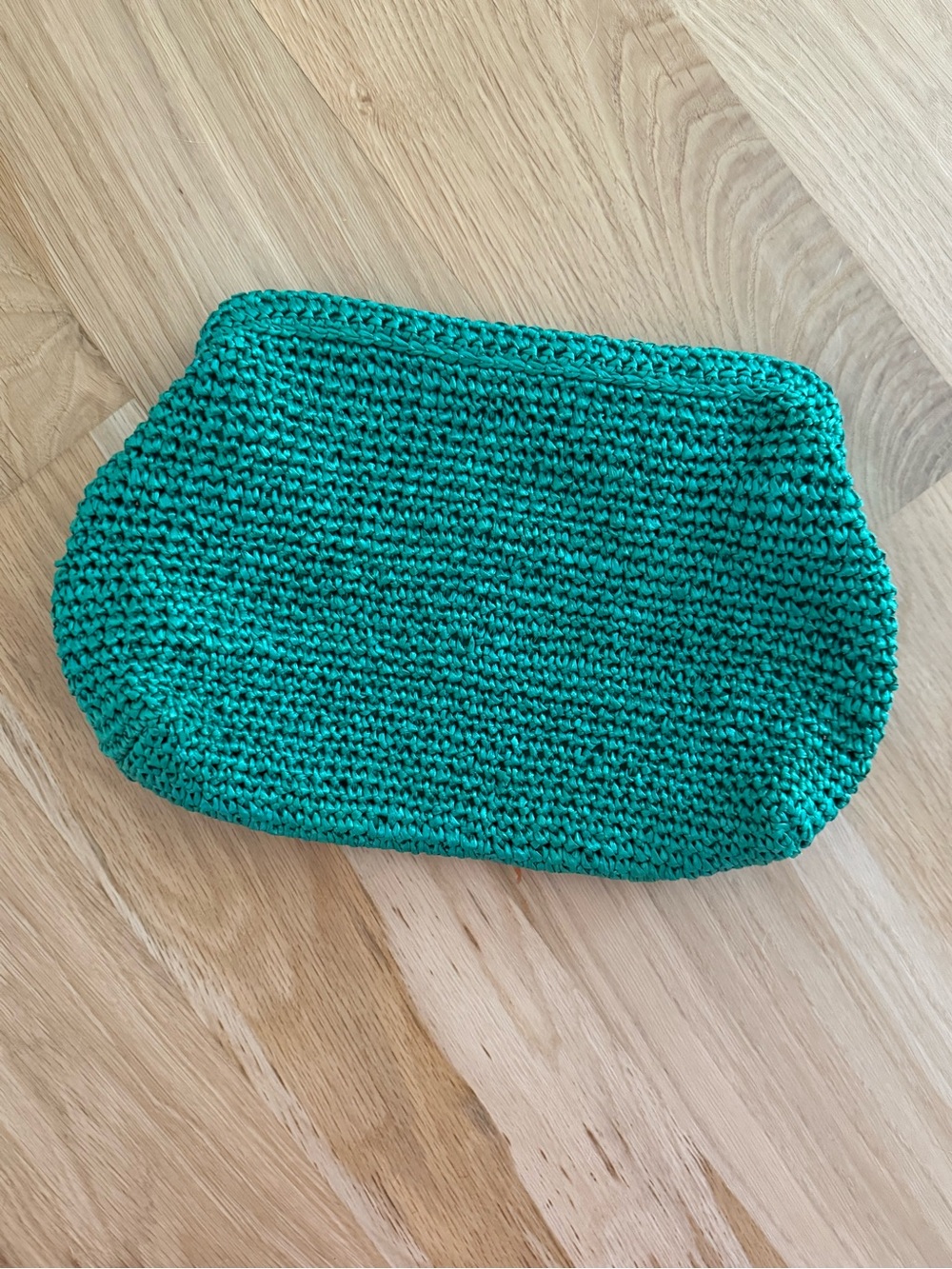 EUC J.Crew Green Raffia Rattan Clutch Wristlet